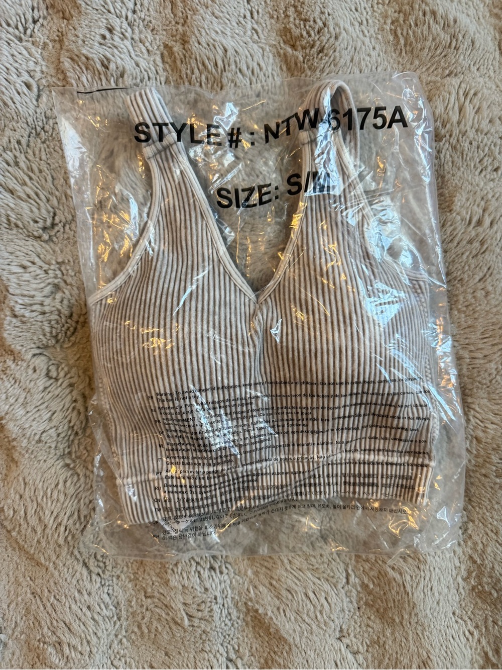 Zenana Washed Ribbed Cropped Padded Brami.